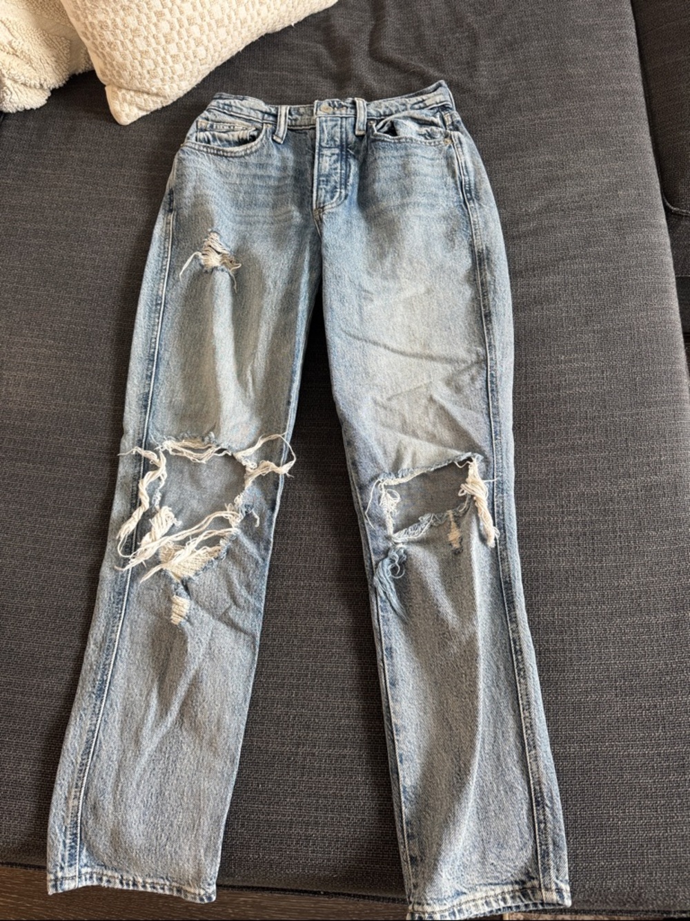Lucky Brand Light Blue Distressed Straight Leg Jeans